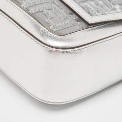 Fendi Silver Zucca Leather, PVC and Sequins Baguette Bag