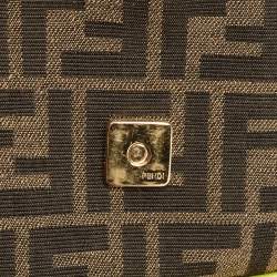 Fendi Tobacco/Neon Green Zucca Jacquard Canvas Medium Baguette Bag