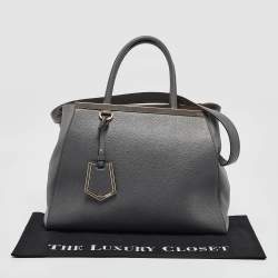Pre Owned Fendi Two Tone Grey Leather Medium 2Jours Tote