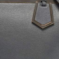 Pre Owned Fendi Two Tone Grey Leather Medium 2Jours Tote