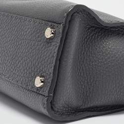 Fendi Dark Grey Leather Medium Peekaboo Top Handle Bag