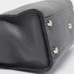 Fendi Dark Grey Leather Medium Peekaboo Top Handle Bag