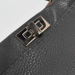 Fendi Dark Grey Leather Medium Peekaboo Top Handle Bag