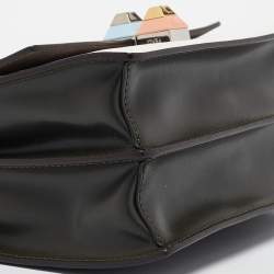 Pre Owned Fendi Multicolor Snakeskin and Leather Studded Small Kan I Shoulder Bag