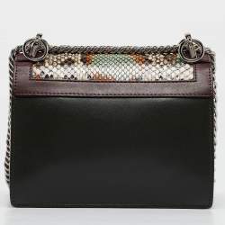 Pre Owned Fendi Multicolor Snakeskin and Leather Studded Small Kan I Shoulder Bag