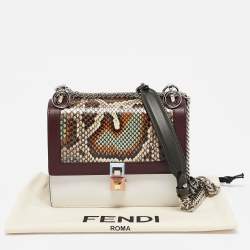 Pre Owned Fendi Multicolor Snakeskin and Leather Studded Small Kan I Shoulder Bag