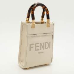 Fendi Cream Leather Mini Sunshine Tote