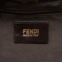 Fendi Tobacco Zucca Canvas and Leather Maxi Baguette Flap Shoulder Bag