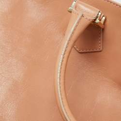Fendi Peach Leather Twins Shopper Tote