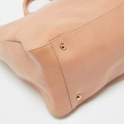 Fendi Peach Leather Twins Shopper Tote