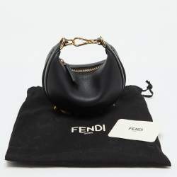 Fendi Black Leather Nano Fendigraphy Hobo