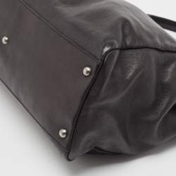 Pre Owned Fendi Black Leather Large Peekaboo Top Handle Bag