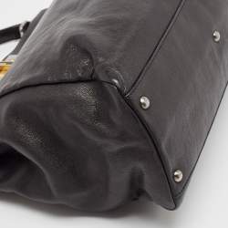 Pre Owned Fendi Black Leather Large Peekaboo Top Handle Bag