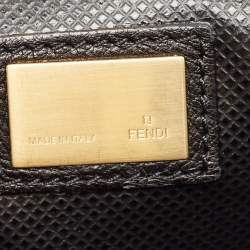 Pre Owned Fendi Black Leather Large Peekaboo Top Handle Bag