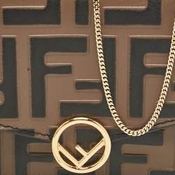 Fendi Brown FF Leather Wallet On Chain