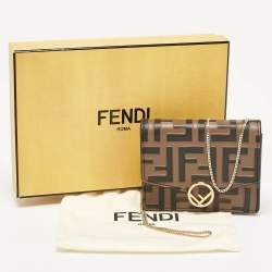 Fendi Brown FF Leather Wallet On Chain