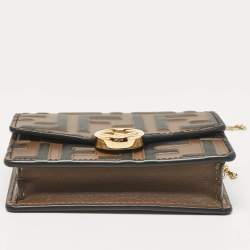 Fendi Brown FF Leather Wallet On Chain