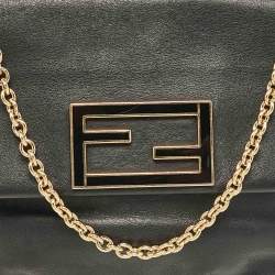 Pre Owned Fendi Black Leather Fendista Pochette Crossbody Bag