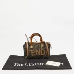 Pre Owned Fendi Brown Zucca Canvas and Leather Mini By The Way Bag