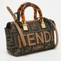 Pre Owned Fendi Brown Zucca Canvas and Leather Mini By The Way Bag