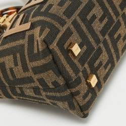 Pre Owned Fendi Brown Zucca Canvas and Leather Mini By The Way Bag