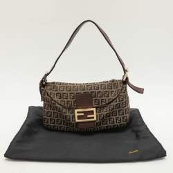 مملوكة مسبقًا Fendi Beige/Brown FF Zucca Canvas Forever Baguette Shoulder Bag