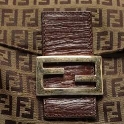 مملوكة مسبقًا Fendi Beige/Brown FF Zucca Canvas Forever Baguette Shoulder Bag