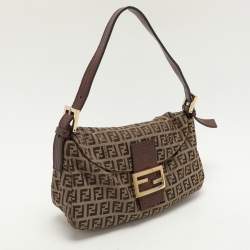 مملوكة مسبقًا Fendi Beige/Brown FF Zucca Canvas Forever Baguette Shoulder Bag