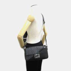 Fendi coated canvas leather black shoulder bag