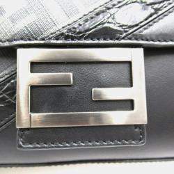 Fendi coated canvas leather black shoulder bag