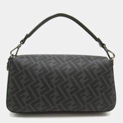 Fendi coated canvas leather black shoulder bag