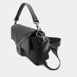 Fendi coated canvas leather black shoulder bag