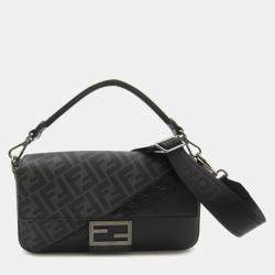 Fendi coated canvas leather black shoulder bag