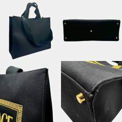 Fendi canvas black gold tote handbag