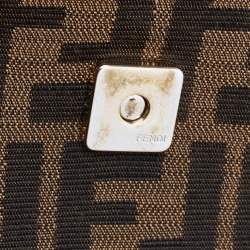 Pre Owned Fendi Tobacco Zucca Canvas and Patent Leather Mia Flap Shoulder Bag