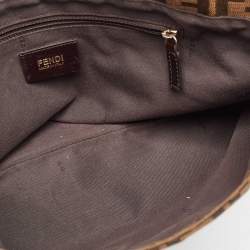 Pre Owned Fendi Tobacco Zucca Canvas and Patent Leather Mia Flap Shoulder Bag