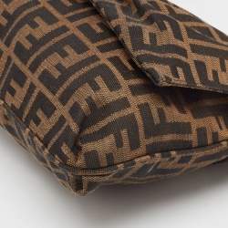 Pre Owned Fendi Tobacco Zucca Canvas and Patent Leather Mia Flap Shoulder Bag