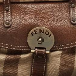 Fendi Brown/Beige Stripe Canvas and Leather Magic Top Handle Bag