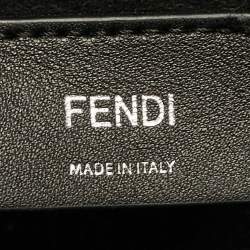 مملوكة مسبقًا Fendi White/Black Zucca Velvet and Leather Kan I F Logo Top Handle Bag