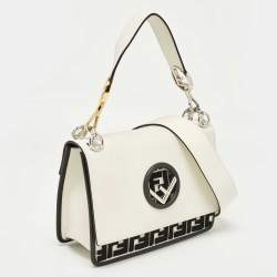 مملوكة مسبقًا Fendi White/Black Zucca Velvet and Leather Kan I F Logo Top Handle Bag