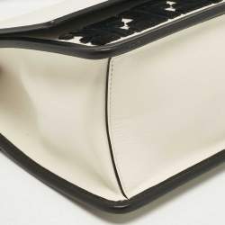 مملوكة مسبقًا Fendi White/Black Zucca Velvet and Leather Kan I F Logo Top Handle Bag