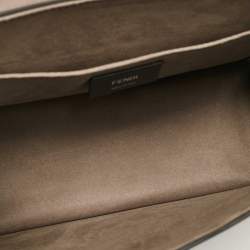 Pre Owned Fendi Black/Brown Zucca Leather and Velvet Kan I F Logo Top Handle Bag