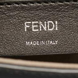 Pre Owned Fendi Black/Brown Zucca Leather and Velvet Kan I F Logo Top Handle Bag