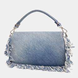 Pre Owned Fendi Denim Baguette Bag