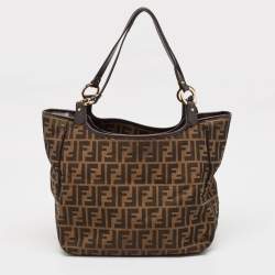 Pre Owned Fendi Tobacco Zucca Canvas and Leather Chef Shopper Tote