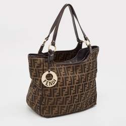Pre Owned Fendi Tobacco Zucca Canvas and Leather Chef Shopper Tote