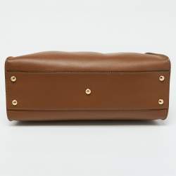 Pre Owned Fendi Brown Leather Medium Peekaboo Top Handle Bag