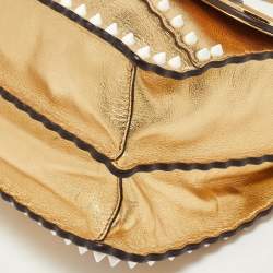 Fendi Gold Leather Floral Studded Wonder Monster Kan I Shoulder Bag