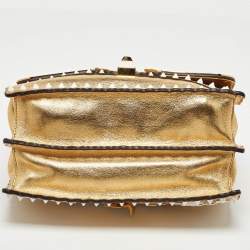 Fendi Gold Leather Floral Studded Wonder Monster Kan I Shoulder Bag