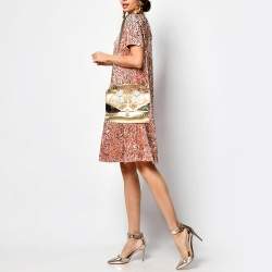 Fendi Gold Leather Floral Studded Wonder Monster Kan I Shoulder Bag